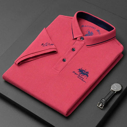Tricou Polo Momount Bărbați – Logo Cal Brodat Premium, Mânecă Scurtă