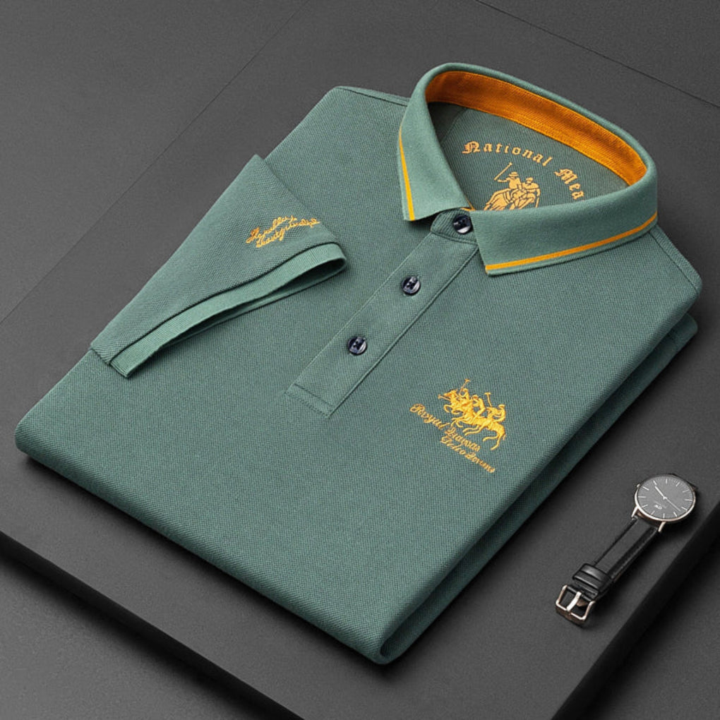 Tricou Polo Momount Bărbați – Logo Cal Brodat Premium, Mânecă Scurtă