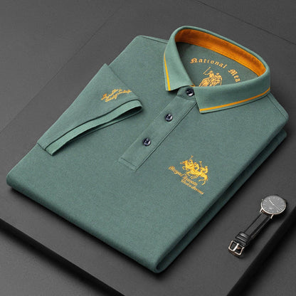 Tricou Polo Momount Bărbați – Logo Cal Brodat Premium, Mânecă Scurtă