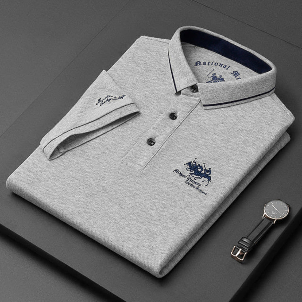 Tricou Polo Momount Bărbați – Logo Cal Brodat Premium, Mânecă Scurtă