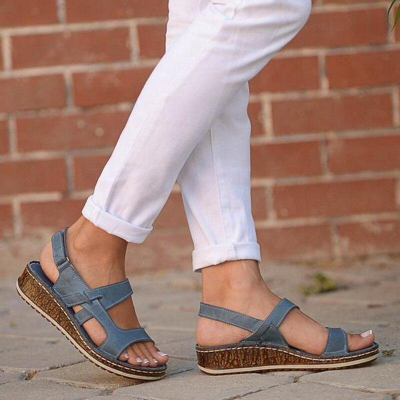 Momount Sandale cu Platformă Damă – Maro Piele cu Vârf Peep-Toe Slingback de Vară