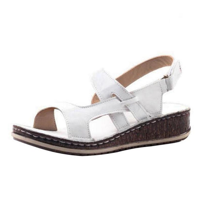 Momount Sandale cu Platformă Damă – Maro Piele cu Vârf Peep-Toe Slingback de Vară