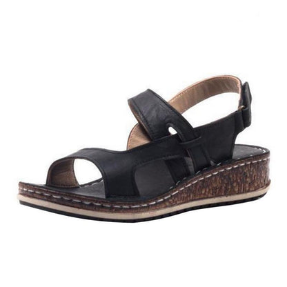 Momount Sandale cu Platformă Damă – Maro Piele cu Vârf Peep-Toe Slingback de Vară