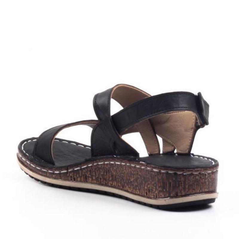 Momount Sandale cu Platformă Damă – Maro Piele cu Vârf Peep-Toe Slingback de Vară