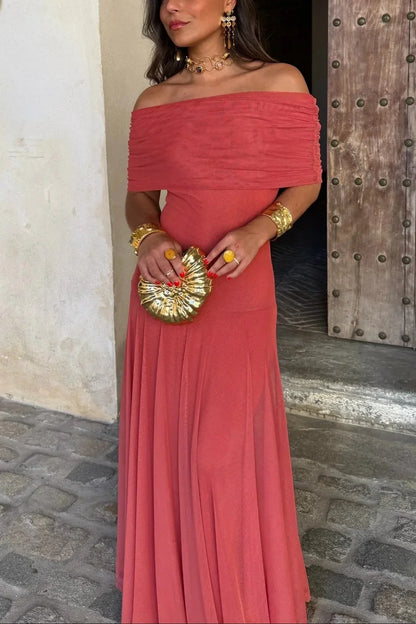 Ariadne | Rochie Maxi Chic de Vară cu Un Umăr, Drapată, Fără Mâneci