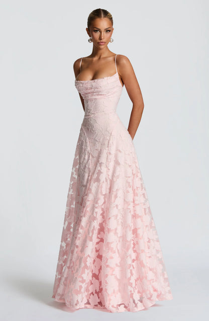 Auriana | Rochie Maxi Romantică de Vară cu Decolteu Pătrat și Bretele Florală