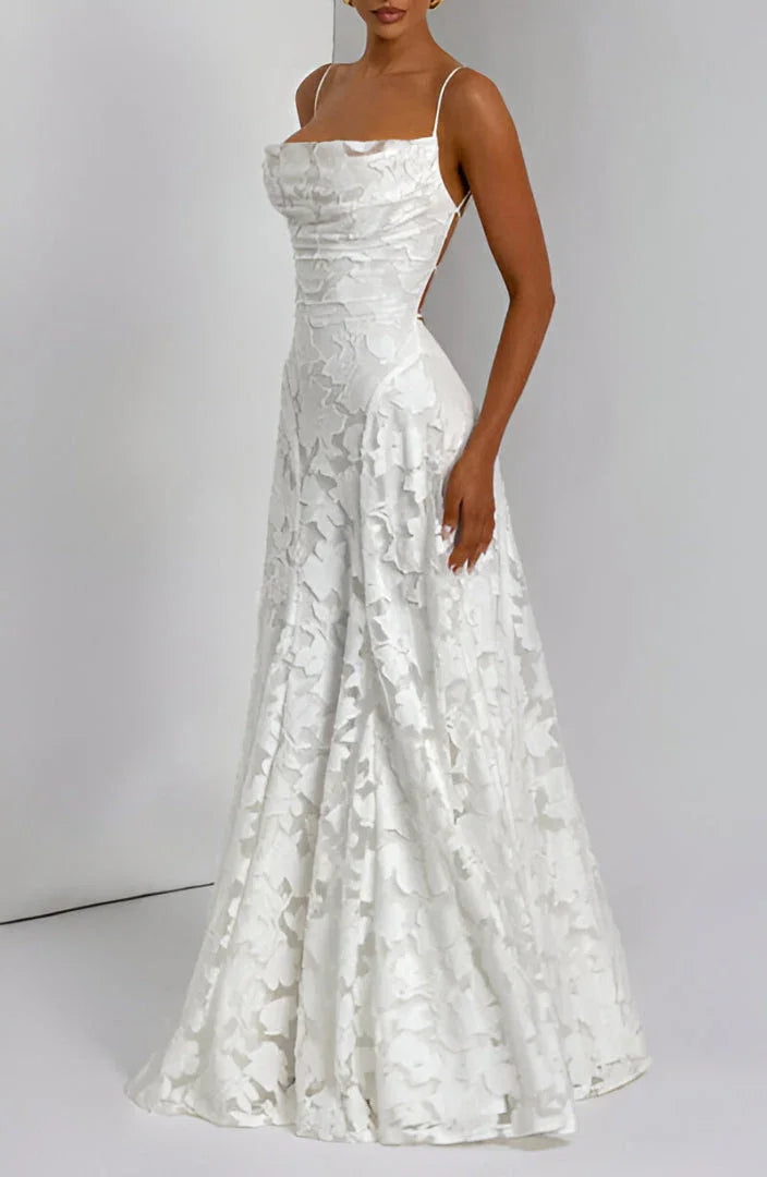 Auriana | Rochie Maxi Romantică de Vară cu Decolteu Pătrat și Bretele Florală