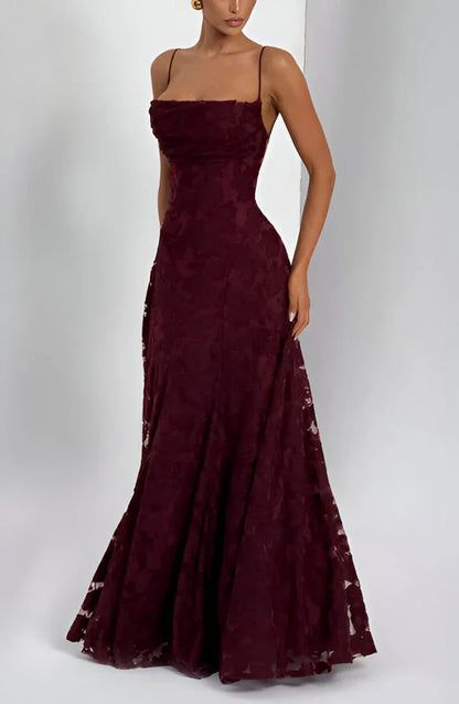 Auriana | Rochie Maxi Romantică de Vară cu Decolteu Pătrat și Bretele Florală