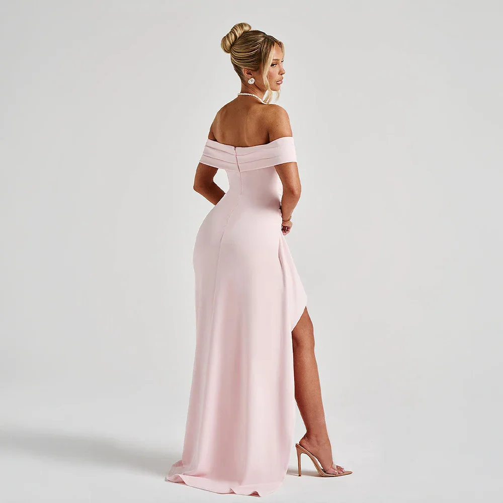 Daniela | Rochie Maxi Eleganta de Seară Umăr Coborât, Drapată, Despicătură Înaltă