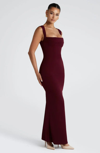 Allegra | Rochie Maxi Eleganta de Seară din Satin Halter, Spate Gol