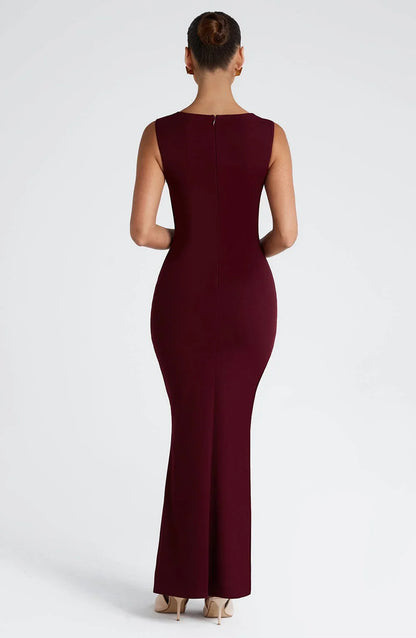 Allegra | Rochie Maxi Eleganta de Seară din Satin Halter, Spate Gol