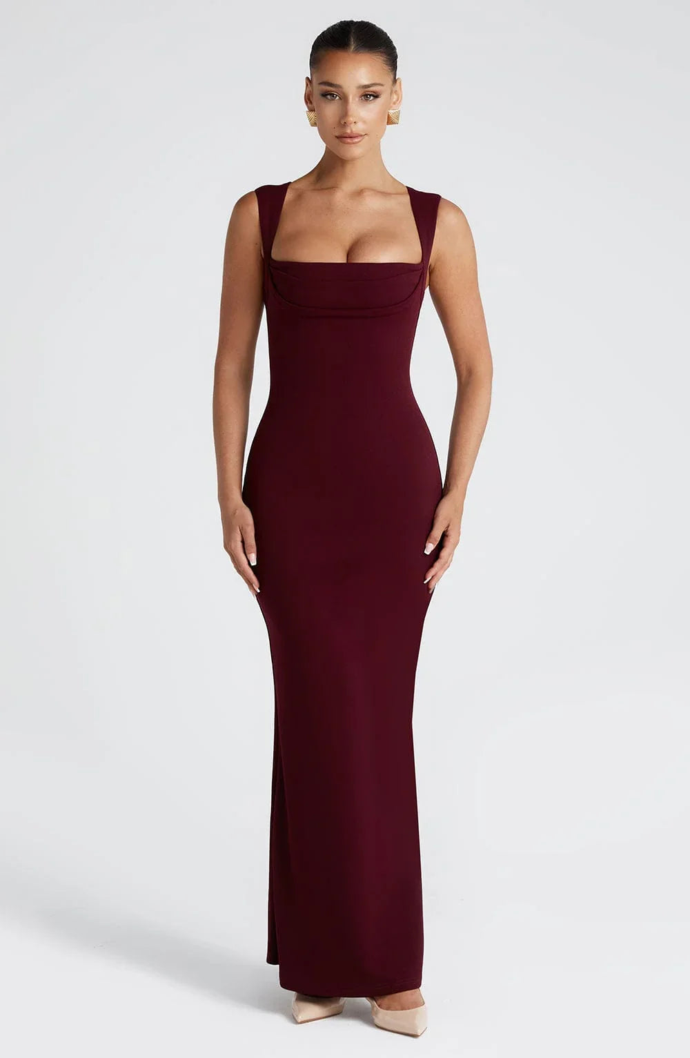 Allegra | Rochie Maxi Eleganta de Seară din Satin Halter, Spate Gol