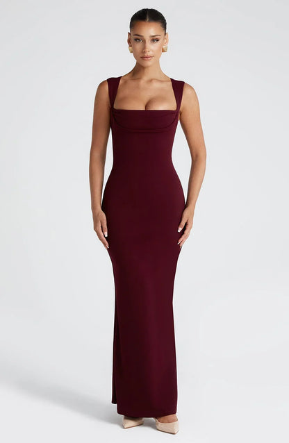 Allegra | Rochie Maxi Eleganta de Seară din Satin Halter, Spate Gol