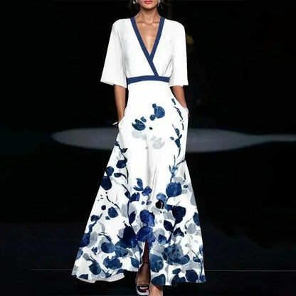Florentia | Rochie Maxi de Vară Florală Îndrăzneață, Petrecută cu Curea