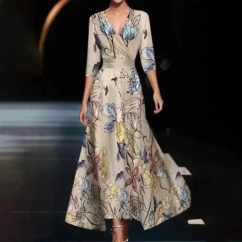 Florentia | Rochie Maxi de Vară Florală Îndrăzneață, Petrecută cu Curea