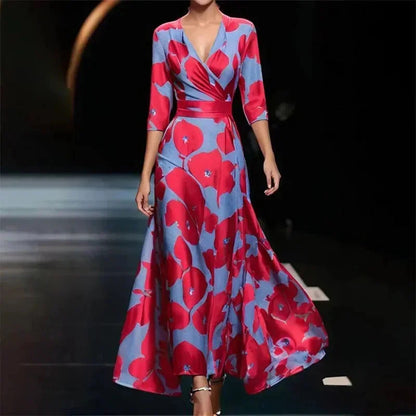 Florentia | Rochie Maxi de Vară Florală Îndrăzneață, Petrecută cu Curea