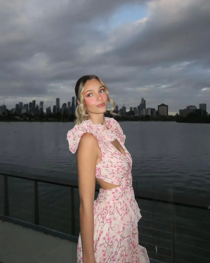 Citania | Rochie Maxi Florală de Vară Romantică, Fără Mâneci, Decolteu V
