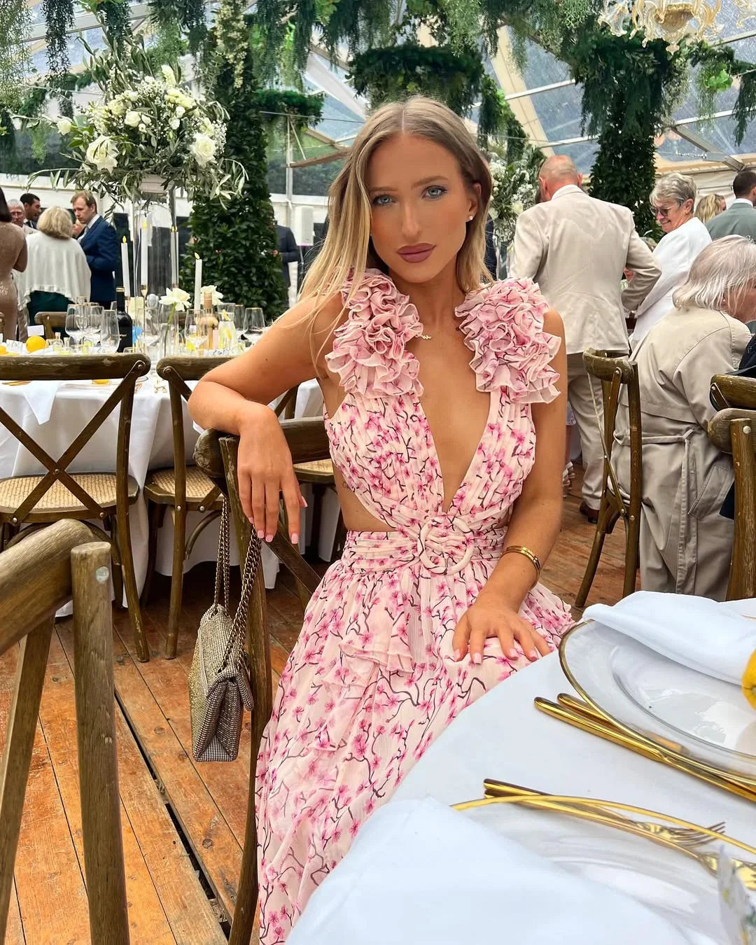 Citania | Rochie Maxi Florală de Vară Romantică, Fără Mâneci, Decolteu V
