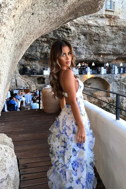 Lavinia | Rochie Maxi Boho de Vară cu Volane, Etaje, Despicătură pentru Plajă