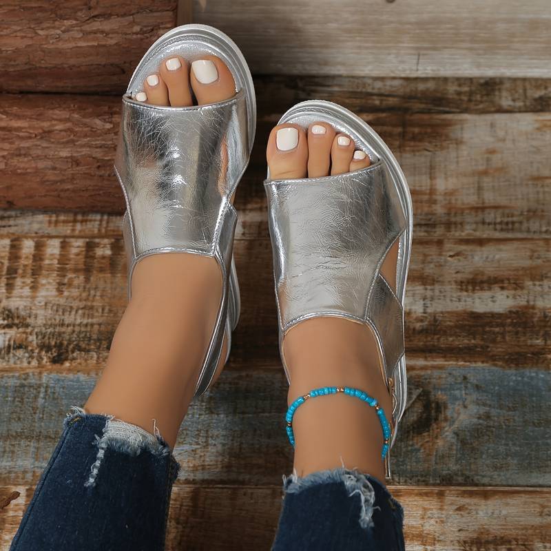 Sandale Wedge Momount Damă cu Platformă Confort, Slingback Casual de Vară