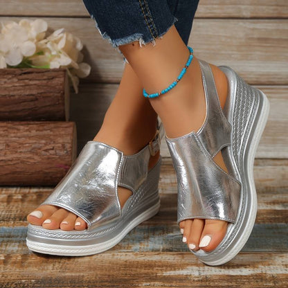 Sandale Wedge Momount Damă cu Platformă Confort, Slingback Casual de Vară