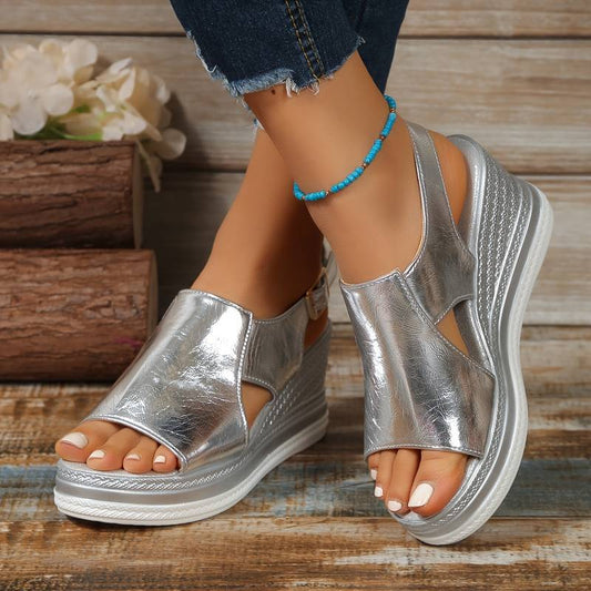 Sandale Wedge Momount Damă cu Platformă Confort, Slingback Casual de Vară