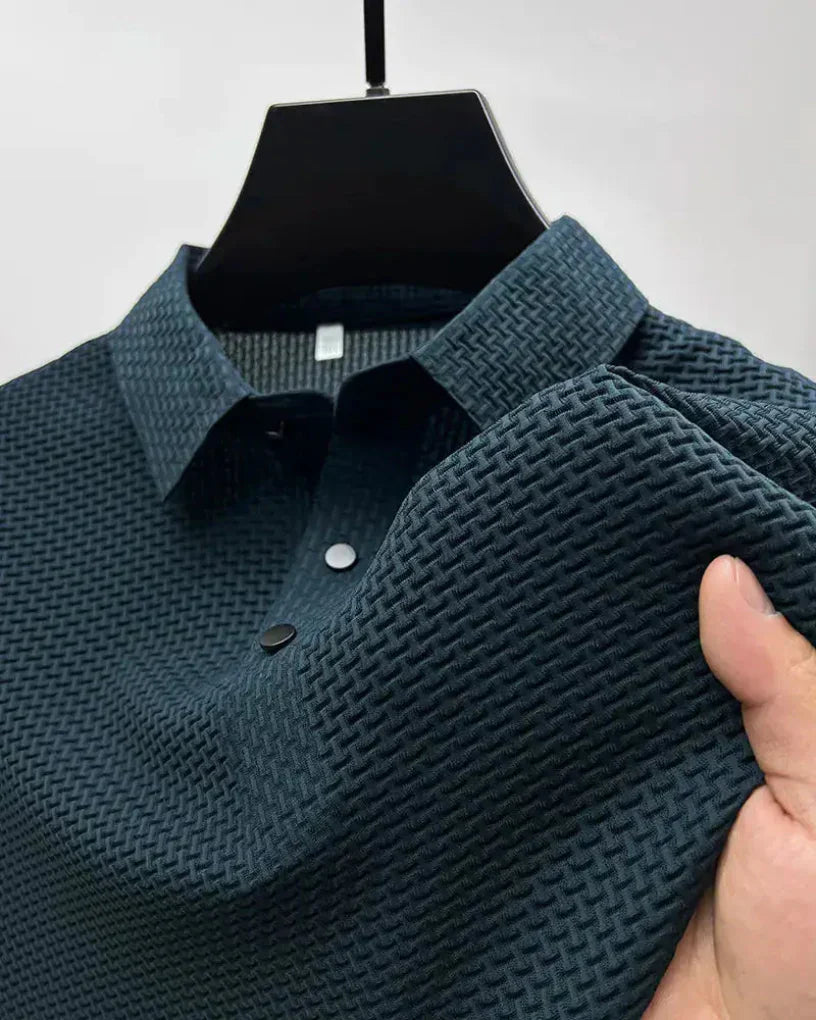 Momount Tricou Polo Tricot Wafel Bărbați – Texturat, Mânecă Scurtă, Casual