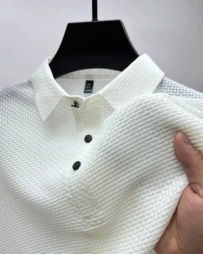 Momount Tricou Polo Tricot Wafel Bărbați – Texturat, Mânecă Scurtă, Casual