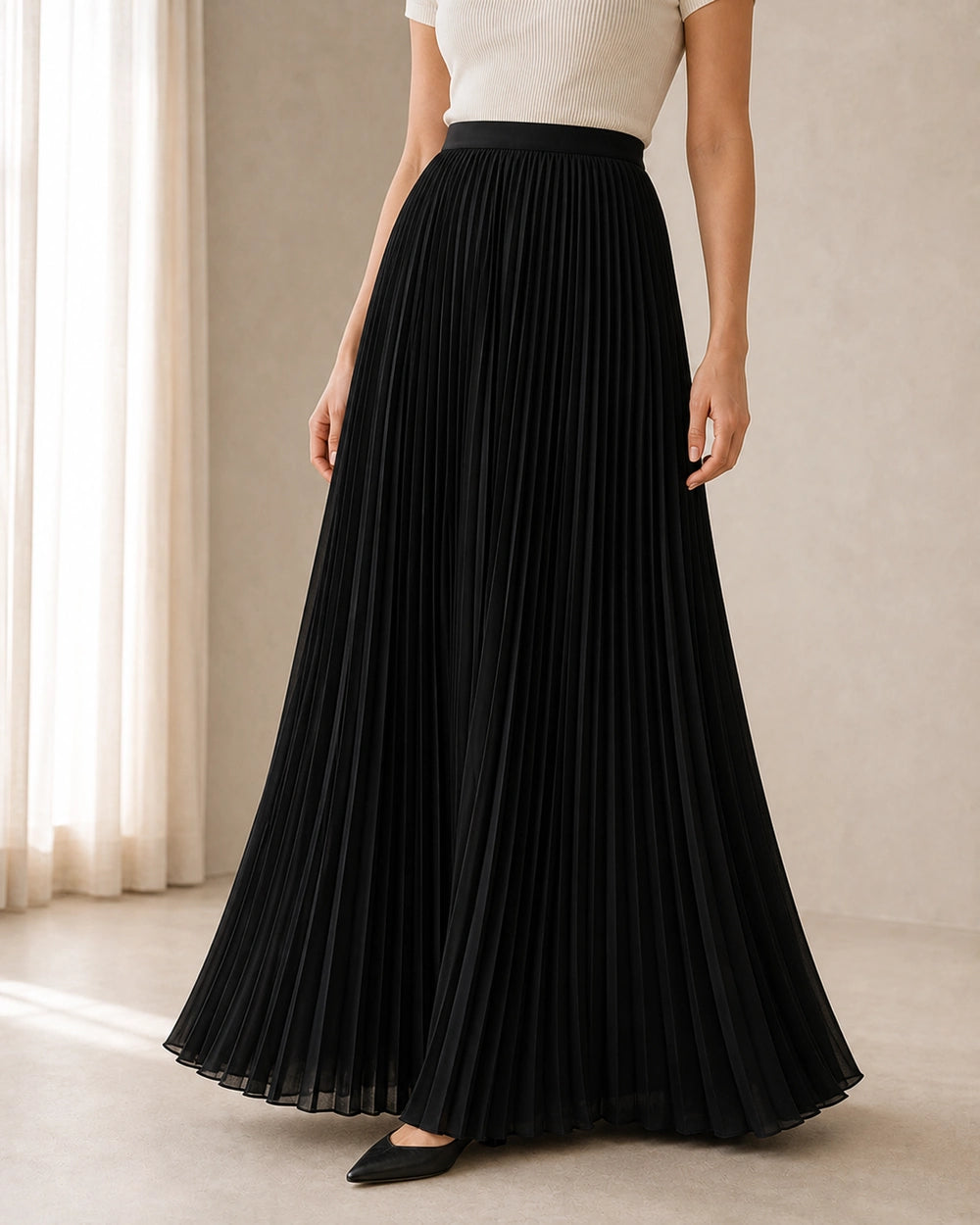 Fustă maxi de damă plisată și fluidă — image 11